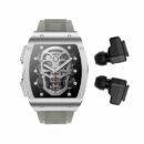 Smart Watch with Earbuds, 2 in 1 Military Bluetooth Smart Watch, 1.91" HD IPS Screen Smartwatch for Men, Rugged Military Bluetooth Call Fitness Tracker, IP67 Waterproof, AI Voice Assistant (Silver)