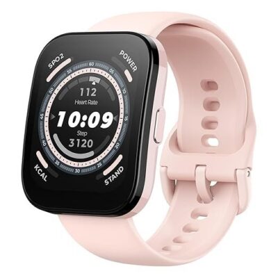 Amazfit Bip 5 Smart Watch with 1.91''Ultra Large Screen, Bluetooth Calling, Alexa Built-in, GPS Tracking, 10-Day Battery Life, Health Fitness Tracker with Heart Rate, Blood Oxygen Monitoring (Pink)