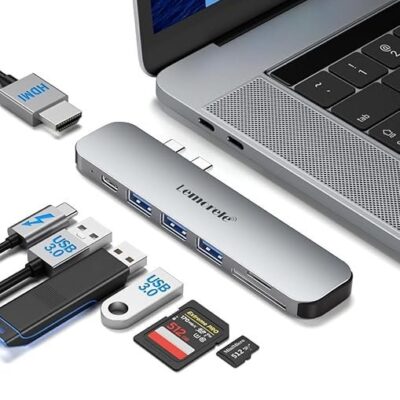 Lemorele USB C Hub 7-in-2 (Hub for MacBook) with Thunderbolt Port, USB 3.0 Port, 4K HDMI, 100W PD, SD/TF Port, Thunderbolt Compatible with MacBook Pro/Air M1 to M4 Chips