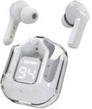 UltraPods Max TWS Earbuds Pro Bluetooth | Transparent Design | Fast Charging | 13mm HD Bass Drivers | Built-in Mic | Running, Outdoors, Music Sound (White)