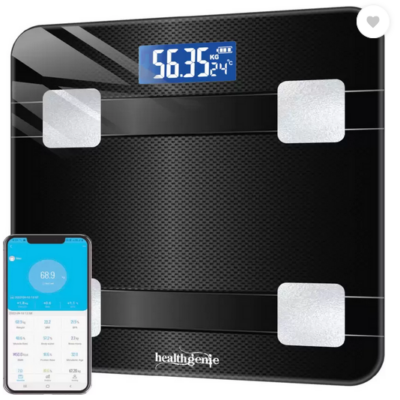 Healthgenie Smart BMI Weight Machine for Body Weight with 18 Body Parameters Weighing Scale  (weaving HB-411 Black)